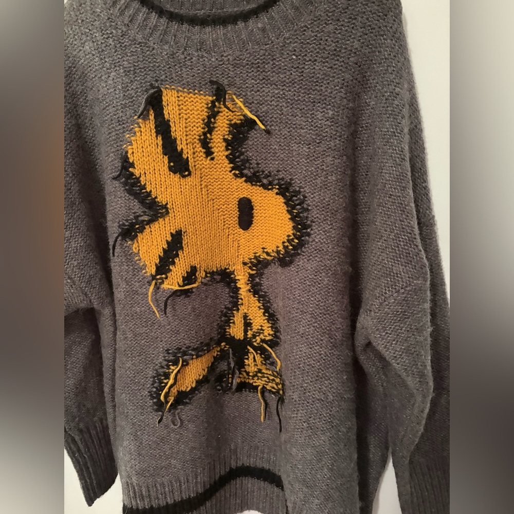 NWT Graphic Zara Knit x Peanuts Woodstock oversized knit sweater-repaired - Picture 3 of 15